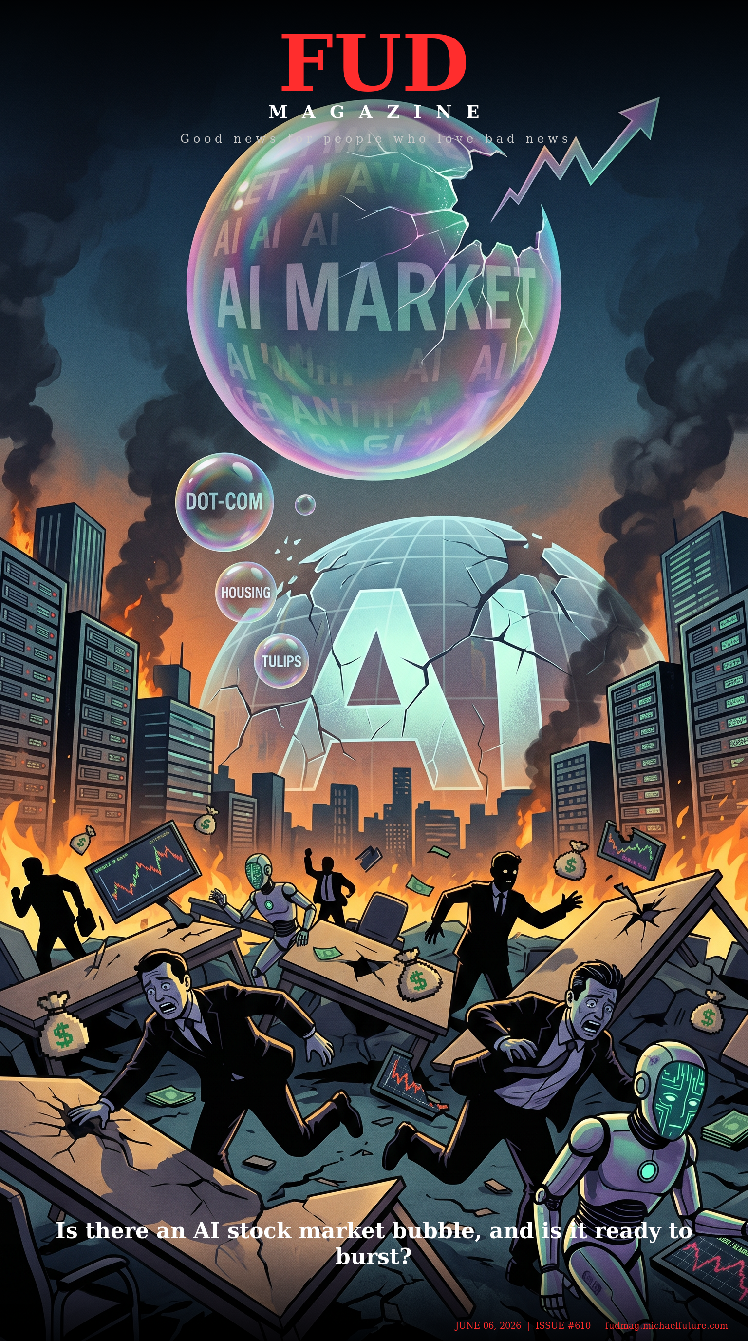 FUD Magazine Cover - Is there an AI stock market bubble, and is it ready to burst?