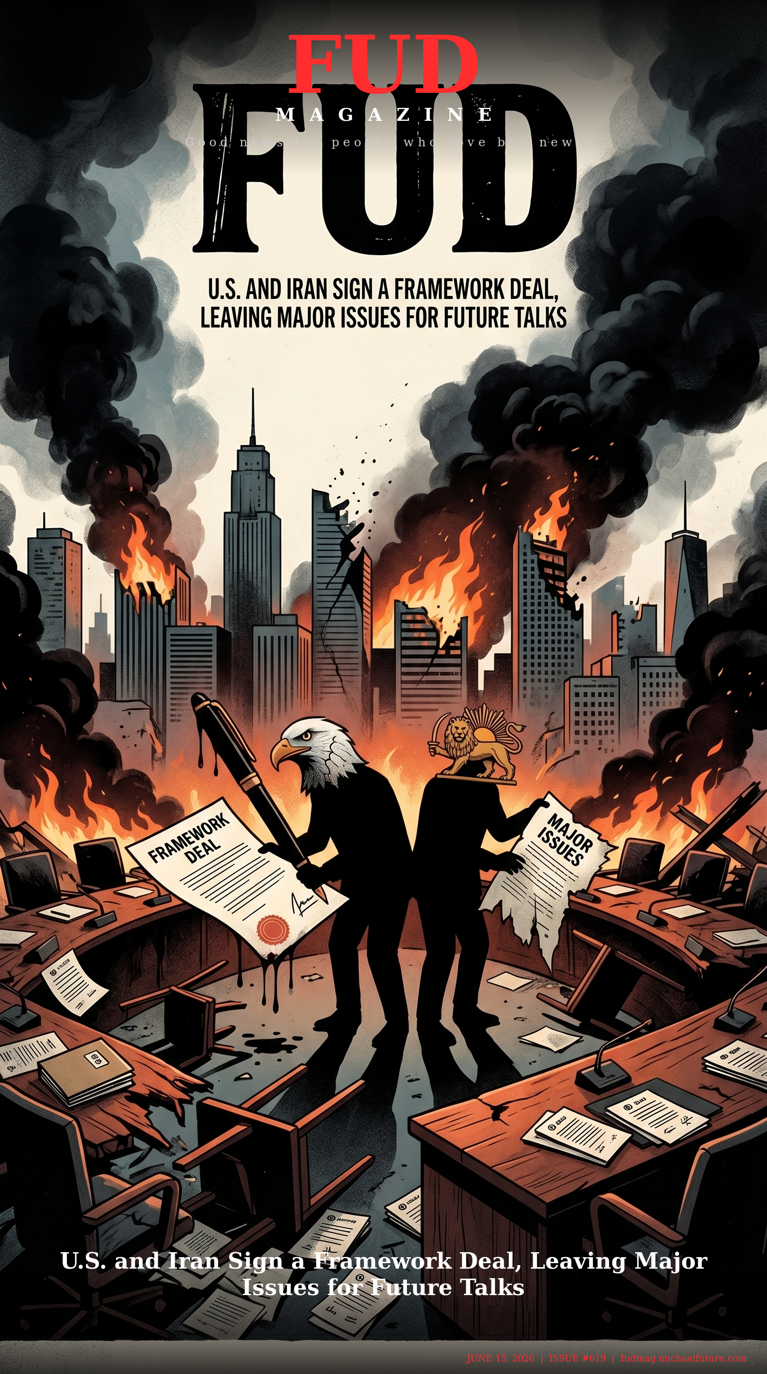FUD Magazine Cover - U.S. and Iran Sign a Framework Deal, Leaving Major Issues for Future Talks