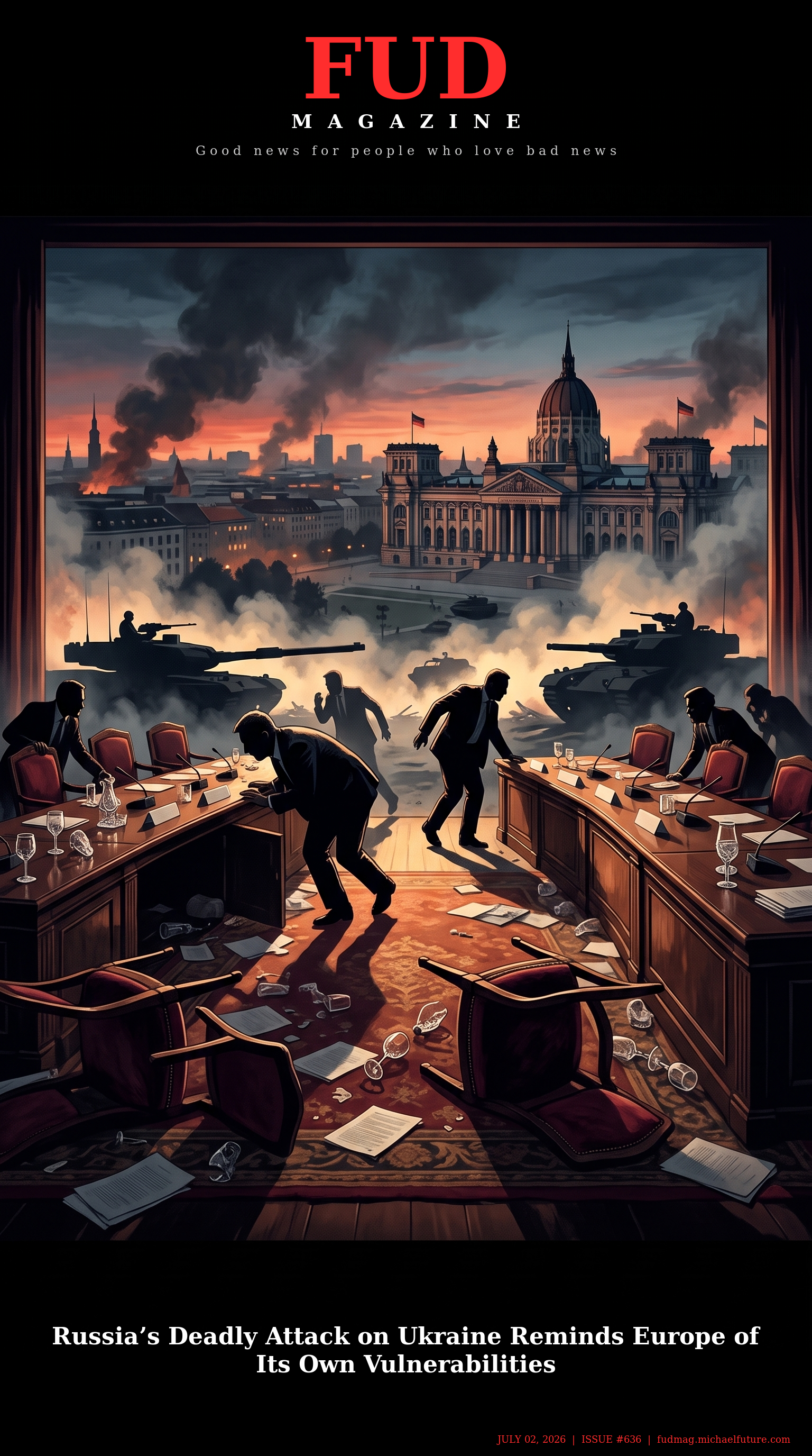 FUD Magazine Cover - Russia’s Deadly Attack on Ukraine Reminds Europe of Its Own Vulnerabilities