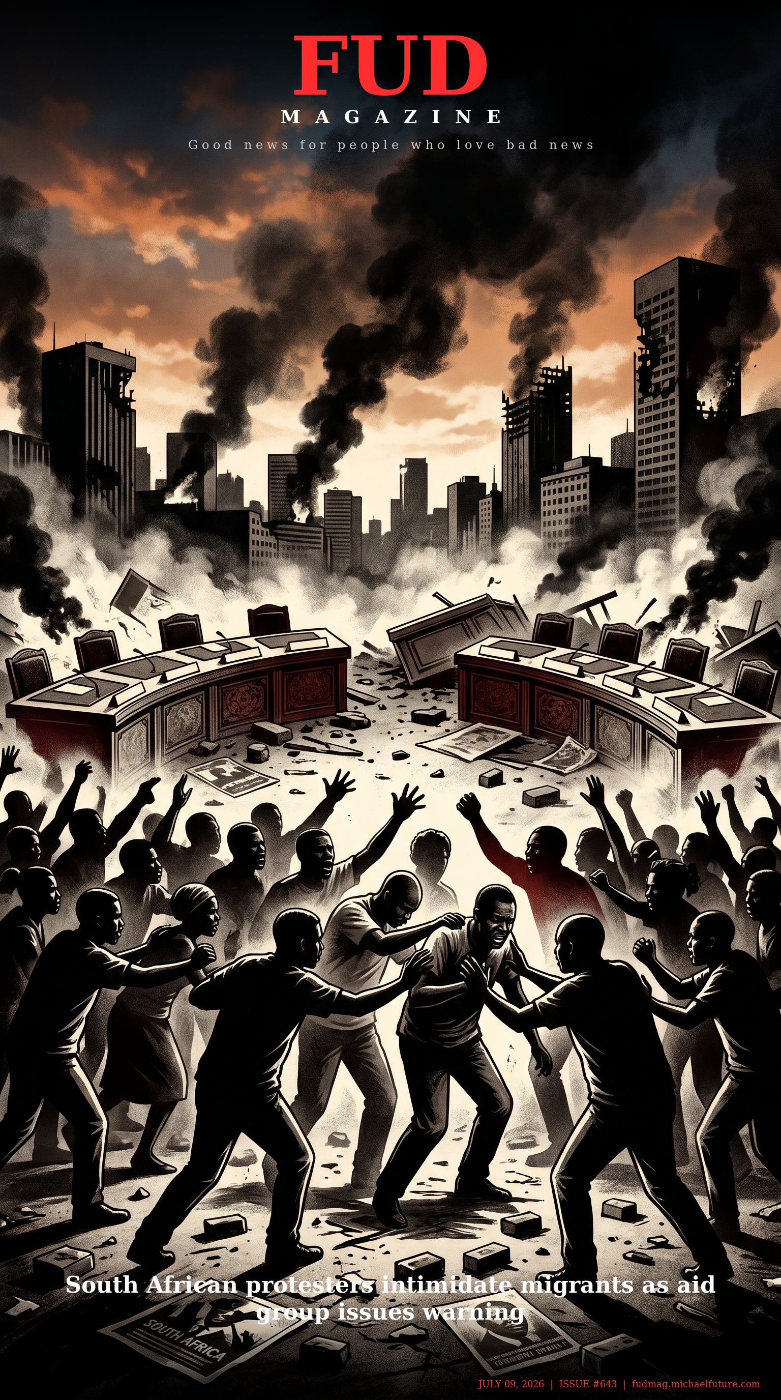 FUD Magazine Cover - South African protesters intimidate migrants as aid group issues warning