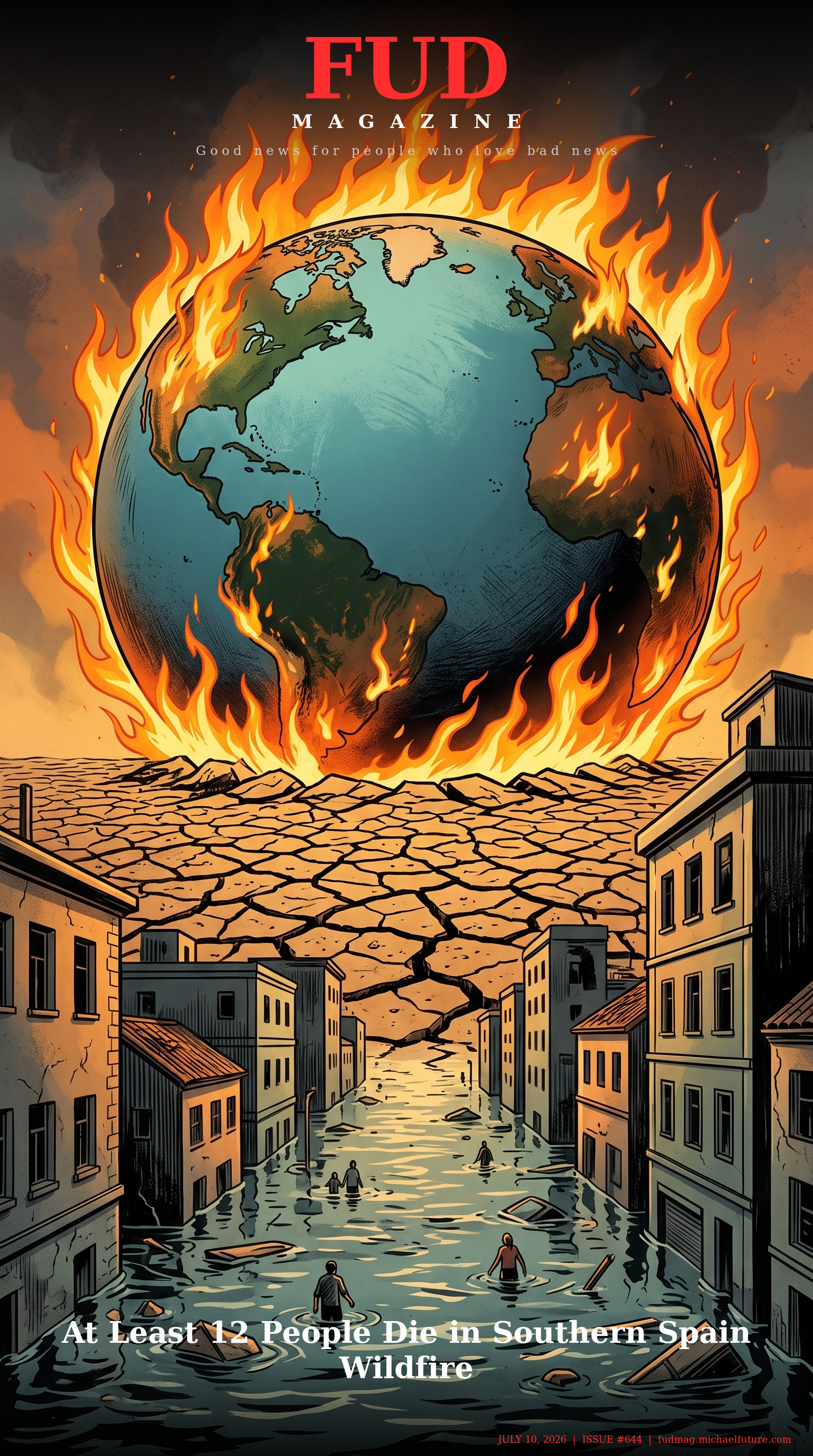 FUD Magazine Cover - At Least 12 People Die in Southern Spain Wildfire