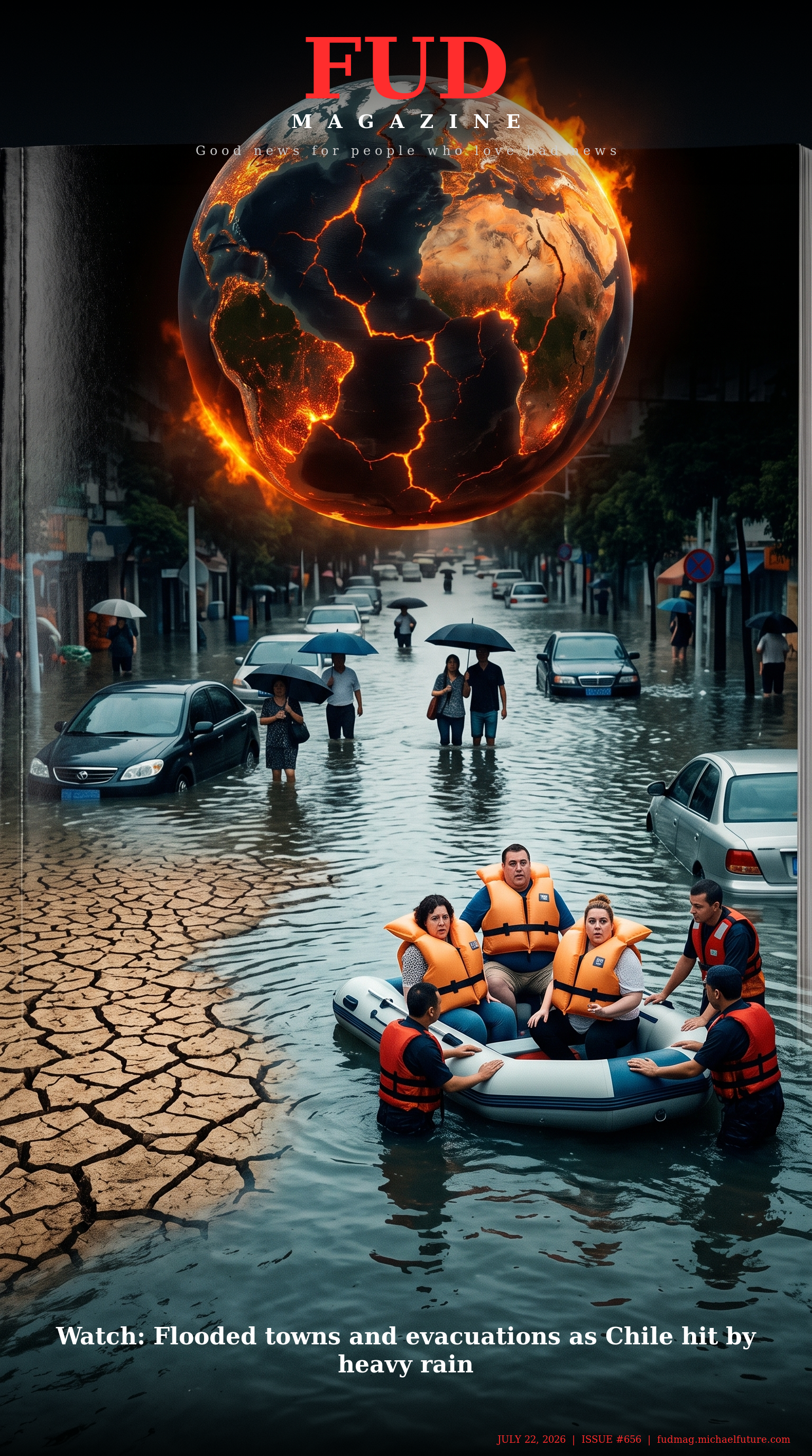 FUD Magazine Cover - Watch: Flooded towns and evacuations as Chile hit by heavy rain