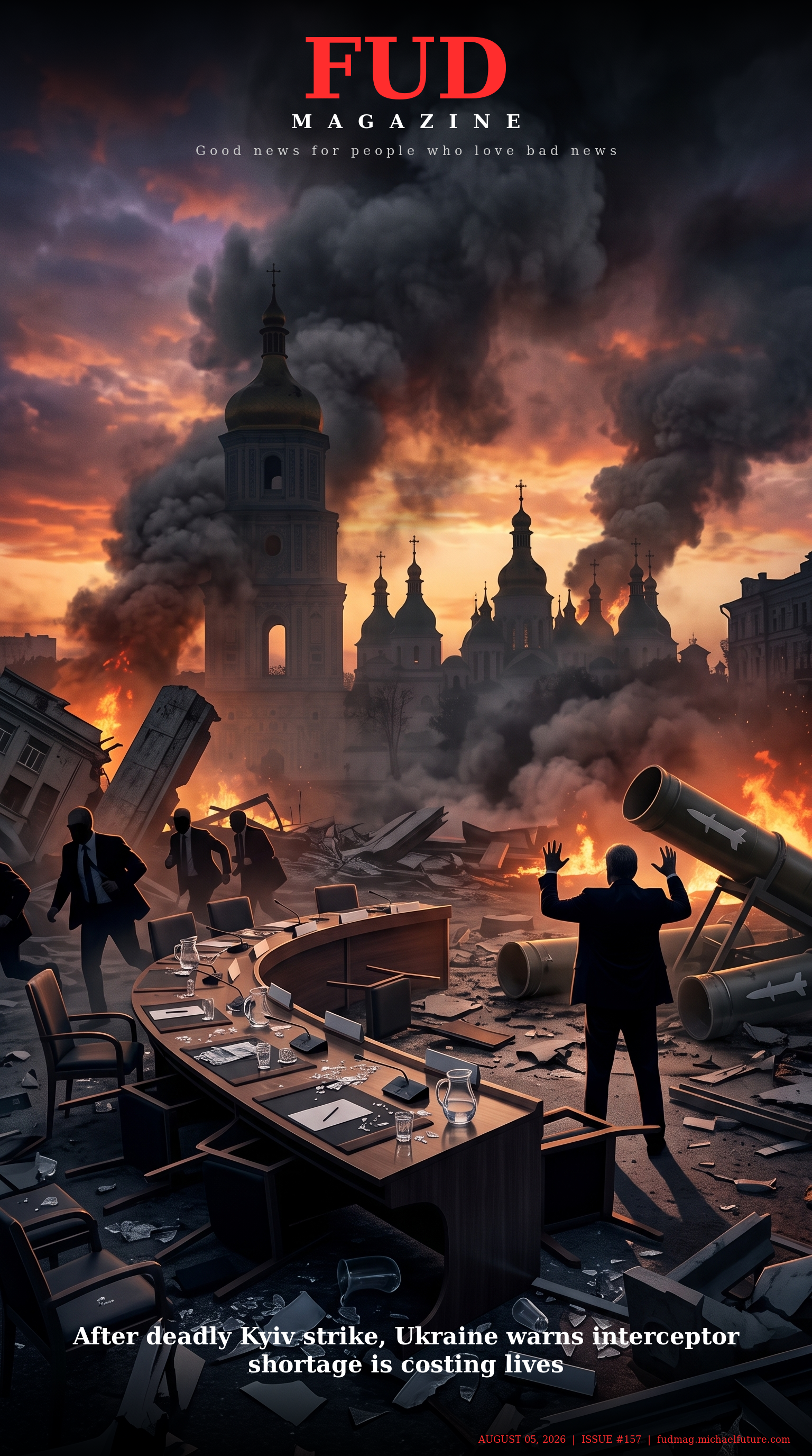 FUD Magazine Cover - After deadly Kyiv strike, Ukraine warns interceptor shortage is costing lives