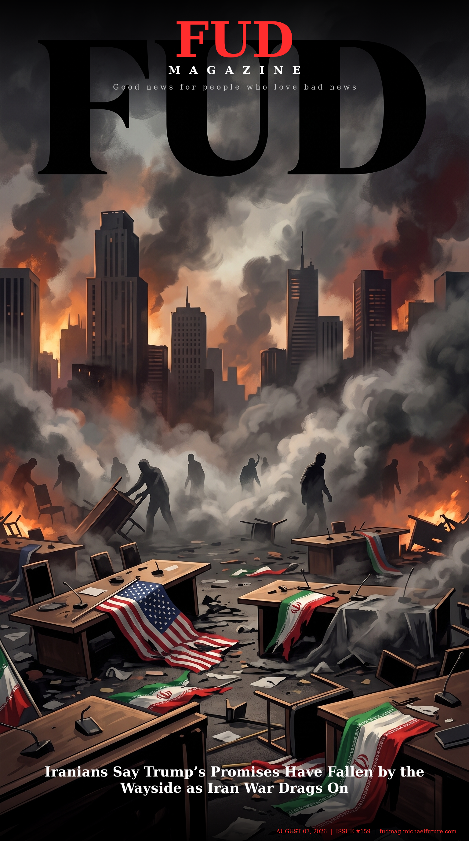 FUD Magazine Cover - Iranians Say Trump’s Promises Have Fallen by the Wayside as Iran War Drags On