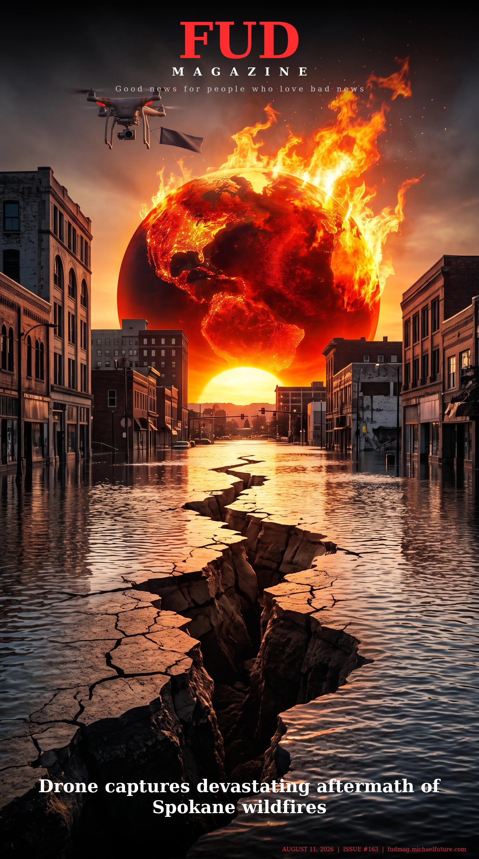 FUD Magazine Cover - Drone captures devastating aftermath of Spokane wildfires
