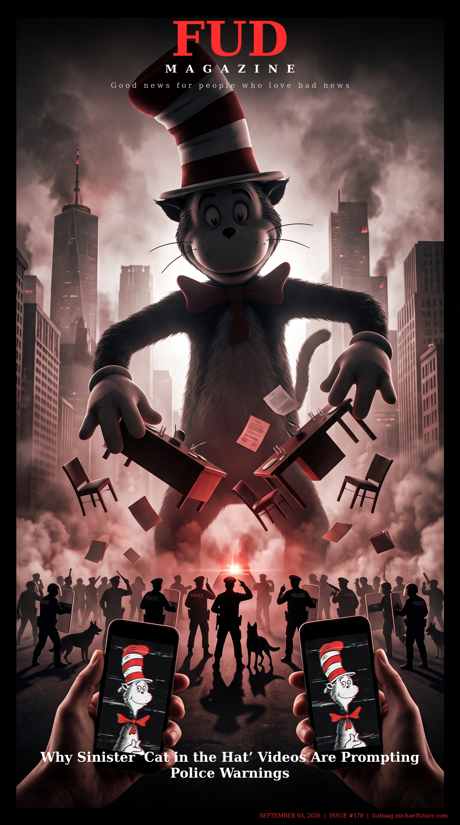 FUD Magazine Cover - Why Sinister ‘Cat in the Hat’ Videos Are Prompting Police Warnings
